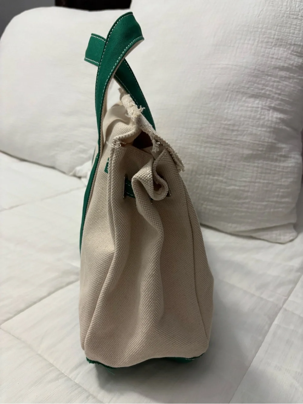Boatkin Large Canvas Tote Bag with Green Trim- Sunwin